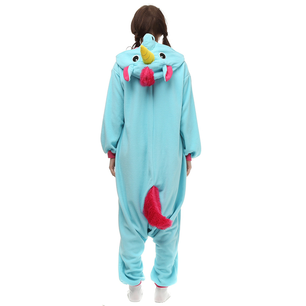 Blå Enhjørning Unicorn Kigurumi Kostume Fleece Pyjamas Onesie
