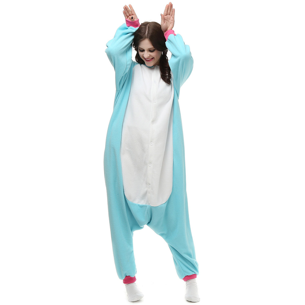 Blauw Eenhoorn Kigurumi Kostuum Unisex Vlies Pyjama Onesie
