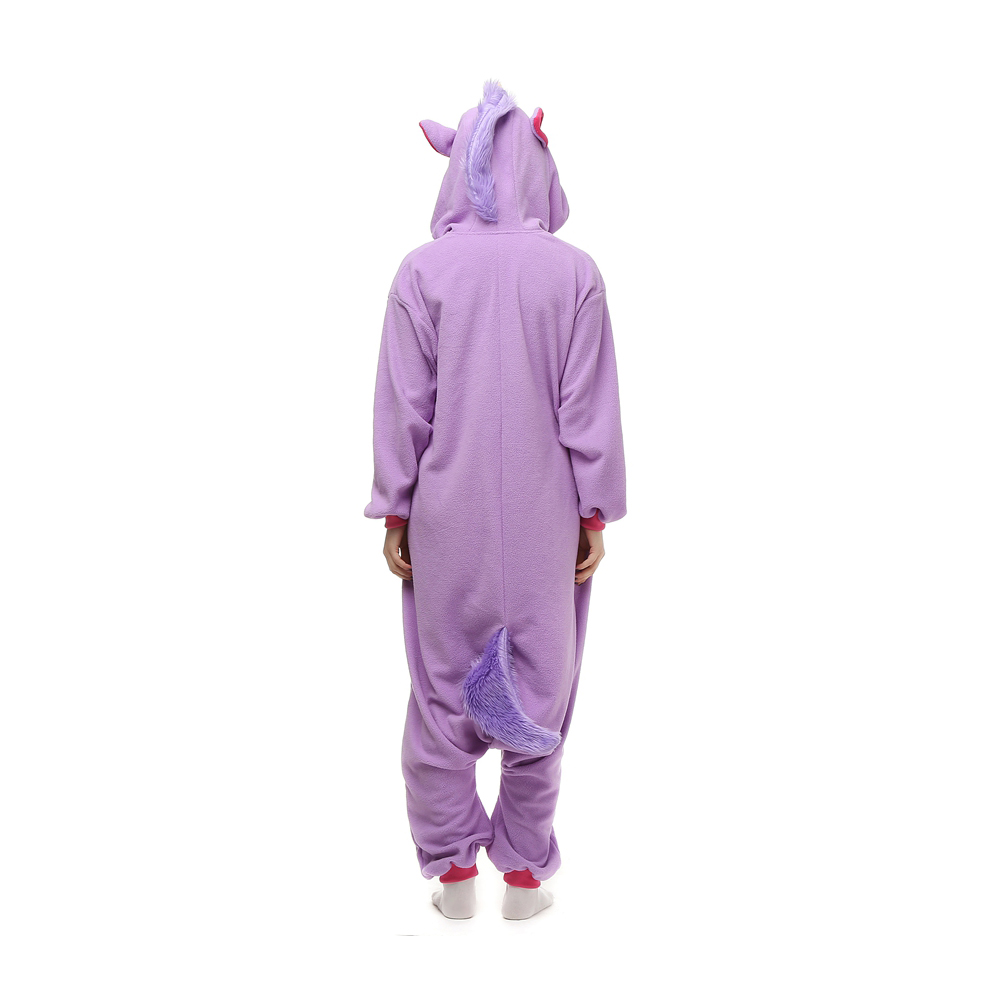 Lila Einhorn Kigurumi Kostüme Unisex Vlies Pyjama Gymnastikanzug/Einteiler