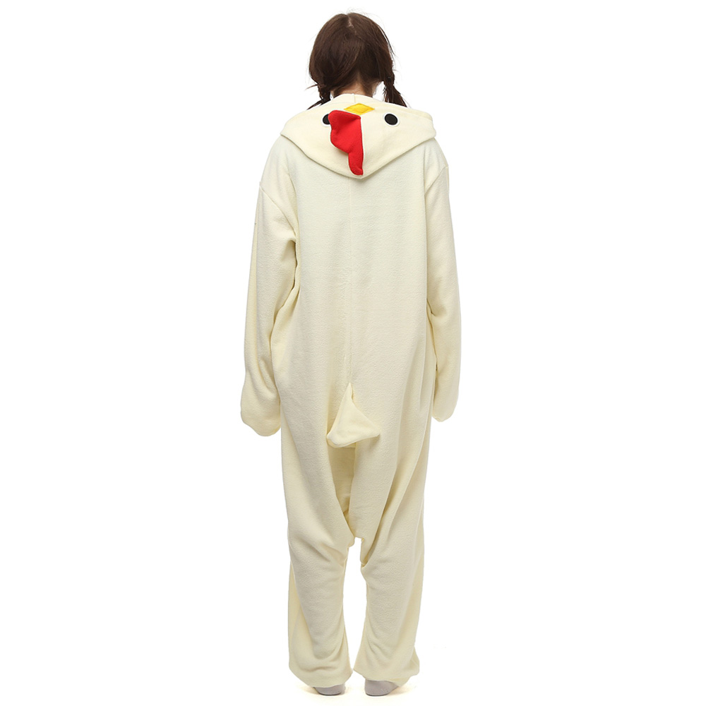 Hvid Kylling Kigurumi Kostume Fleece Pyjamas Onesie