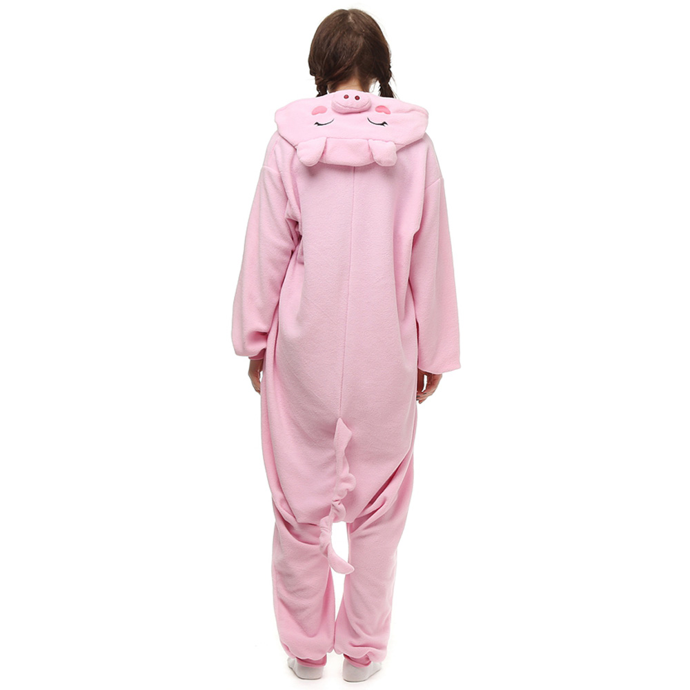 Roze Varken Kigurumi Kostuum Unisex Vlies Pyjama Onesie