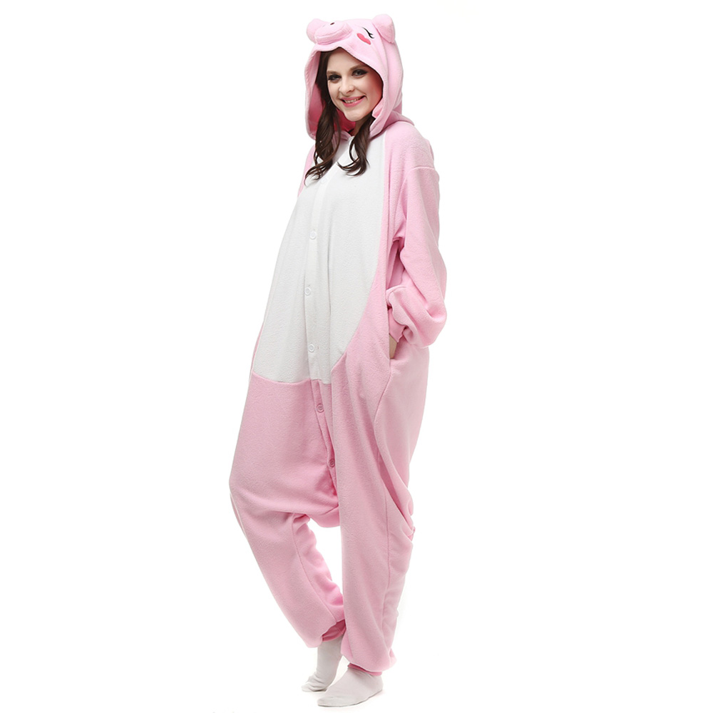 Lyserød Sus Kigurumi Kostume Fleece Pyjamas Onesie