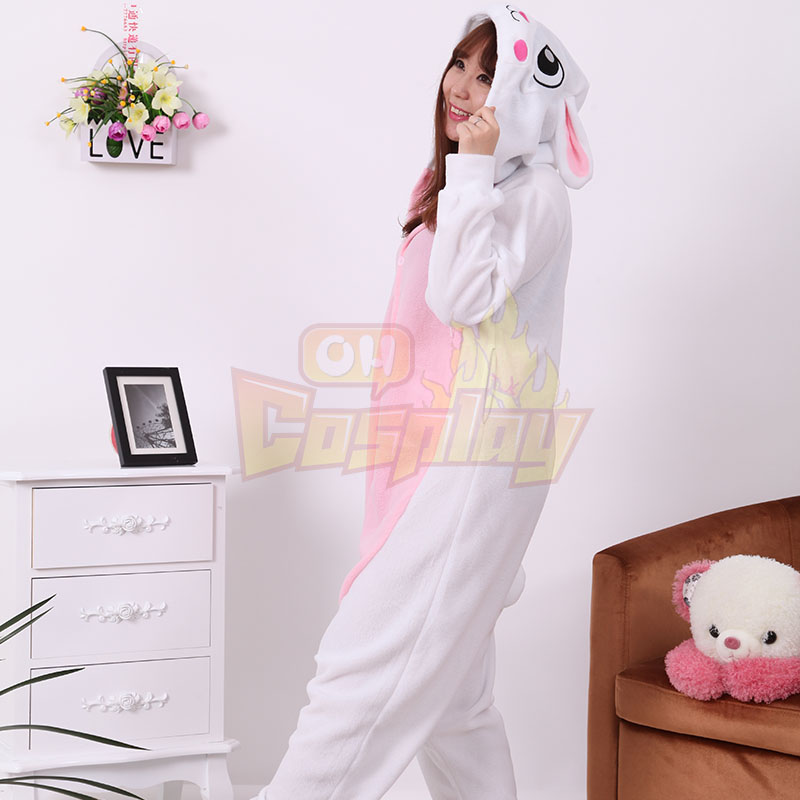 Adult Pajamas Animal White Rabbit Pajamas Polar Flleece Pajamas Kigurumi