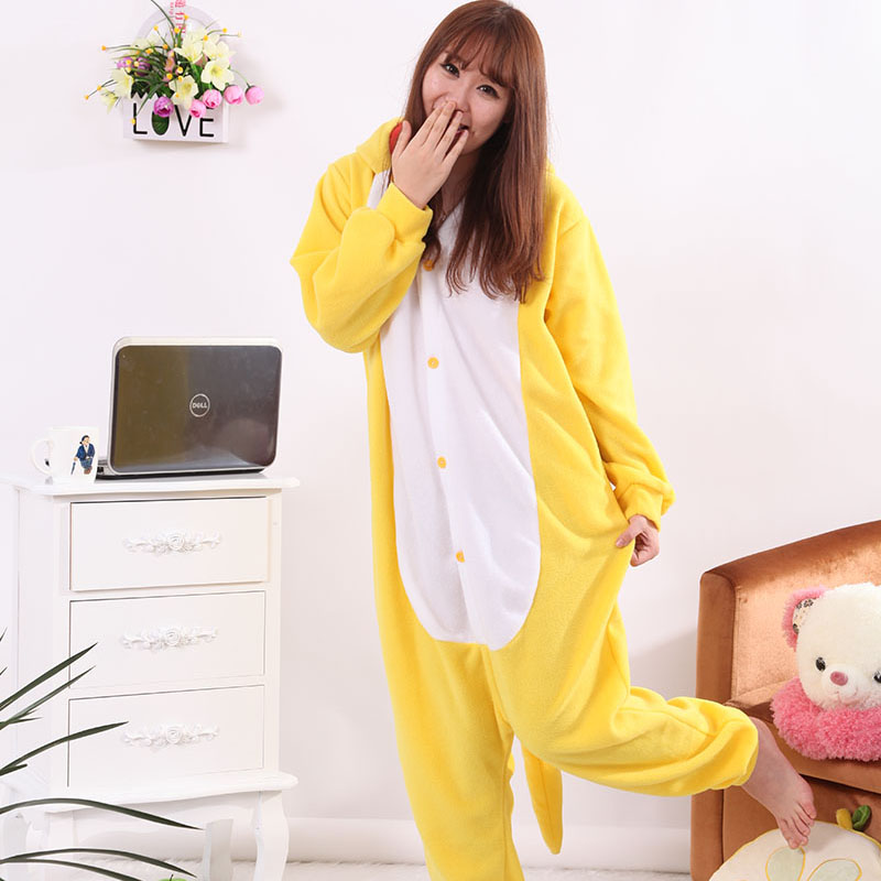 Adult Pajamas Animal Yellow Dinosaur Pajamas Polar Flleece Pajamas Kigurumi