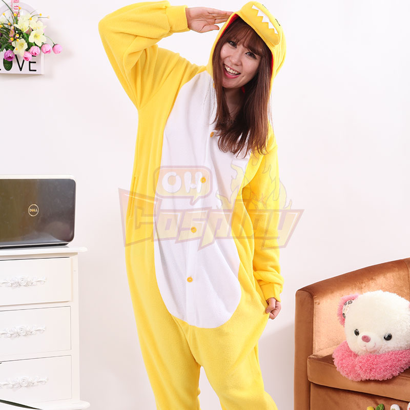 Adult Pajamas Animal Yellow Dinosaur Pajamas Polar Flleece Pajamas Kigurumi