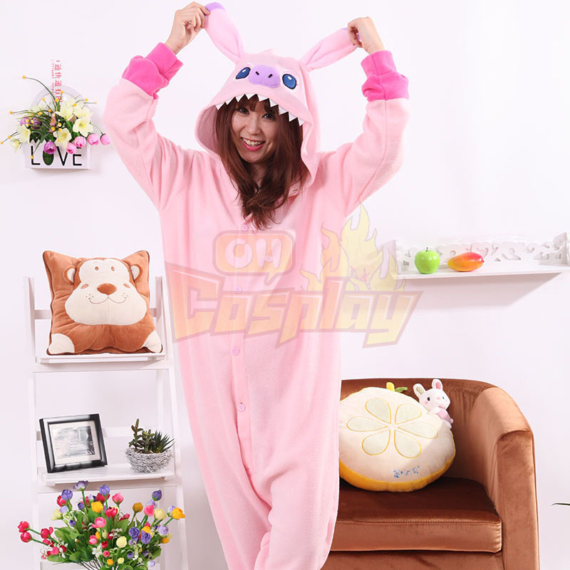 Adult Pajamas Animal Pink Stitch Polar Flleece Kigurumi Pajamas