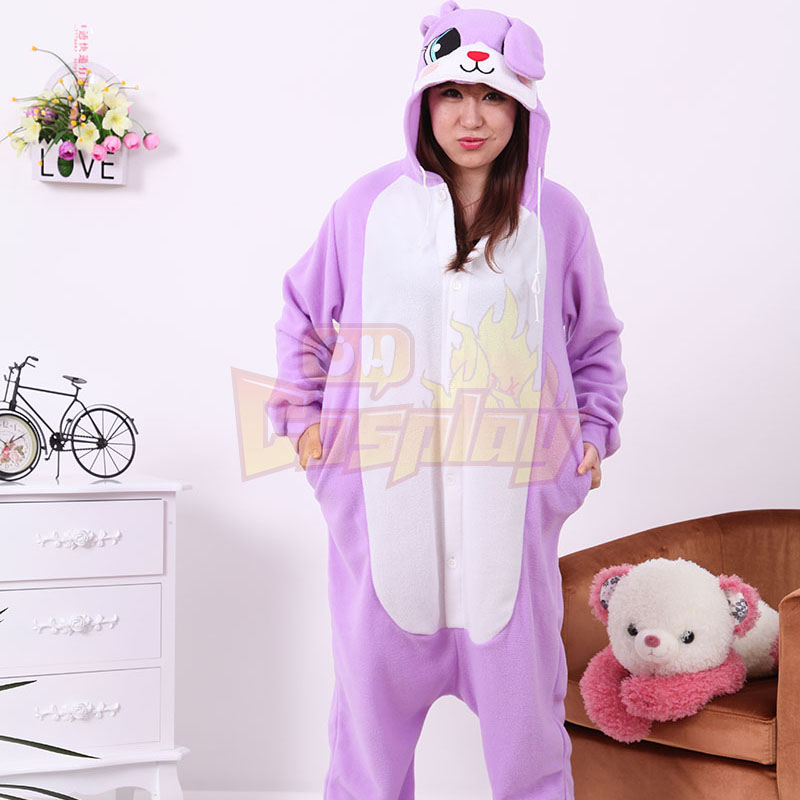 New Stlay Adult Pajamas Animal Purple Rabbit Polar Flleece Kigurumi Pajamas