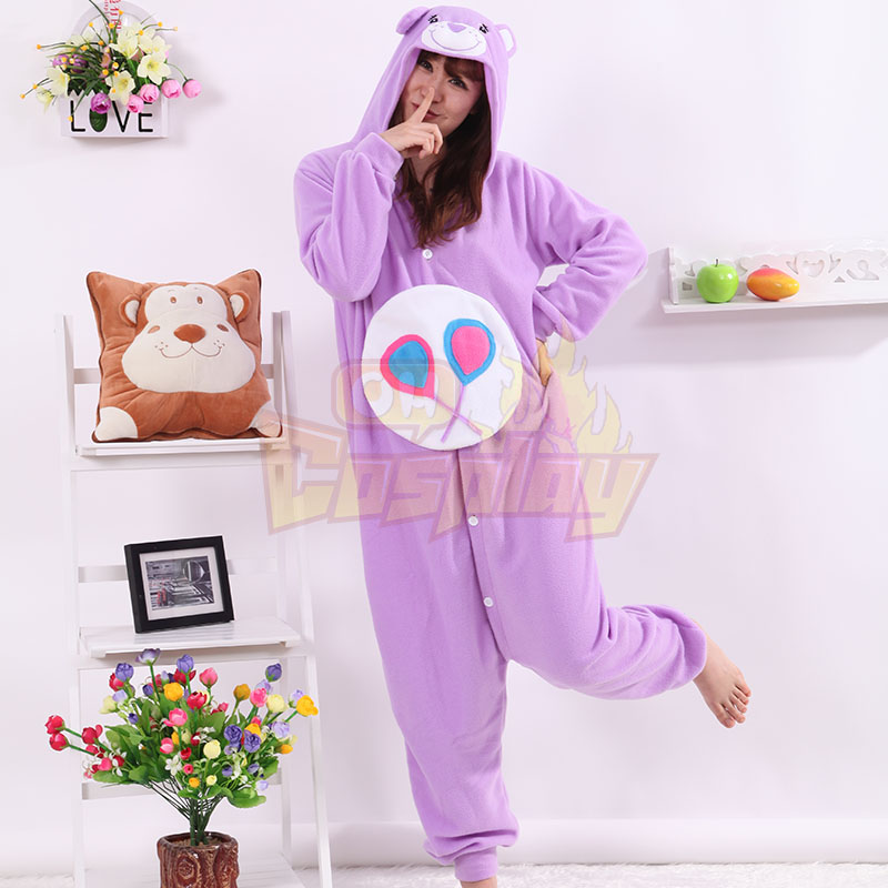 New Stlay Adult Pajamas Animal Purple Candy Bear Polar Flleece Kigurumi Pajamas