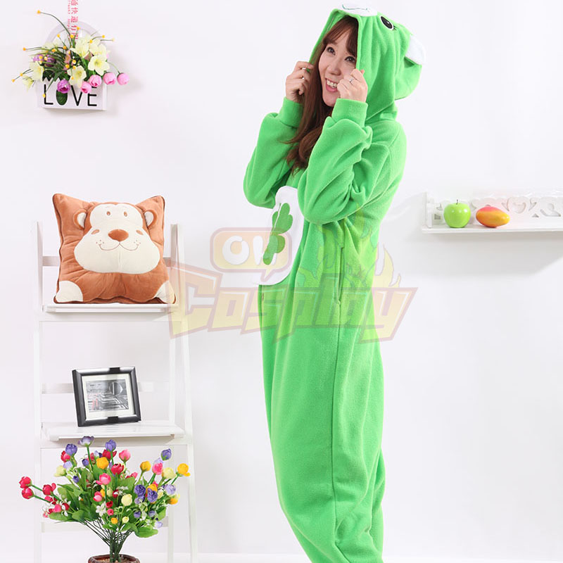 New Stlay Adult Pajamas Animal Green Lucky Bear Polar Flleece Kigurumi Pajamas