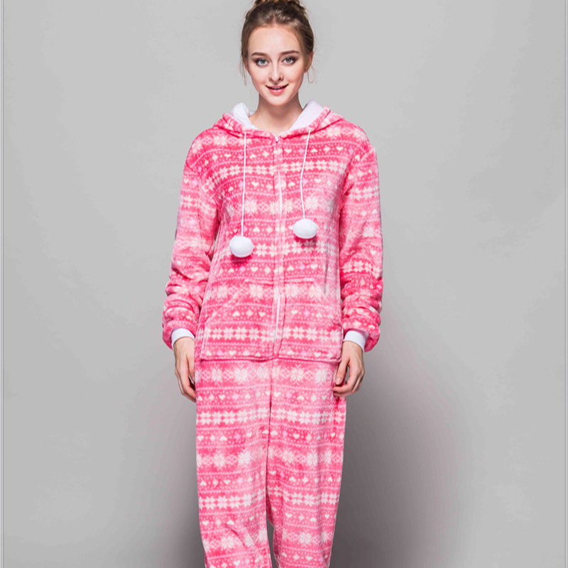 Adult Pajamas Snowflake Flannel Kigurumi Pajamas