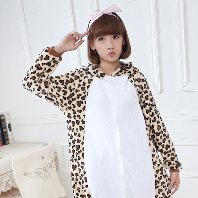 Adult Pajamas Animal Leopard Bear Flannel Kigurumi Pajamas