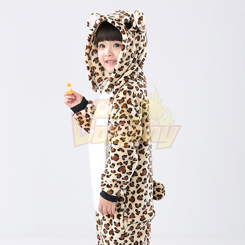 Child Animal Pajamas Leopard Bear Flannel Kigurumi Pajamas