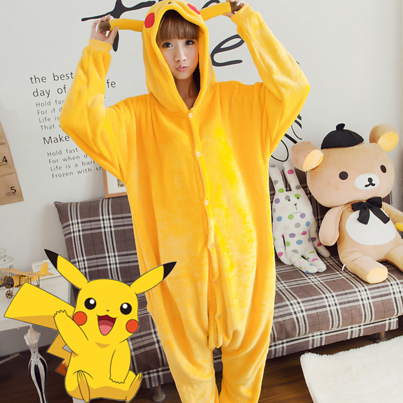 Adult Animal Pajamas Pikachu Flannel Kigurumi Pajamas