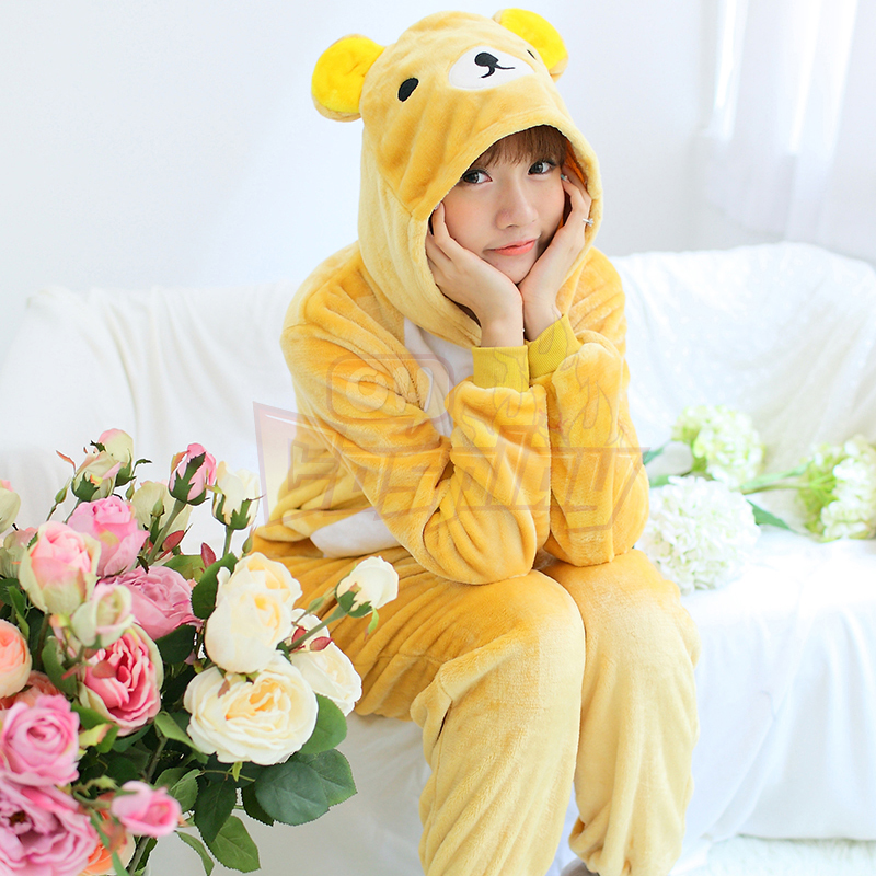 Adult Animal Pajamas Easily Bear Flannel Kigurumi Pajamas