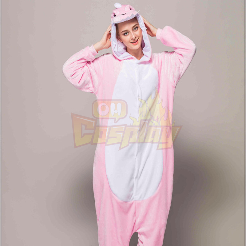 Adult Animal Pajamas Pink Dinosaur Flannel Kigurumi Pajamas