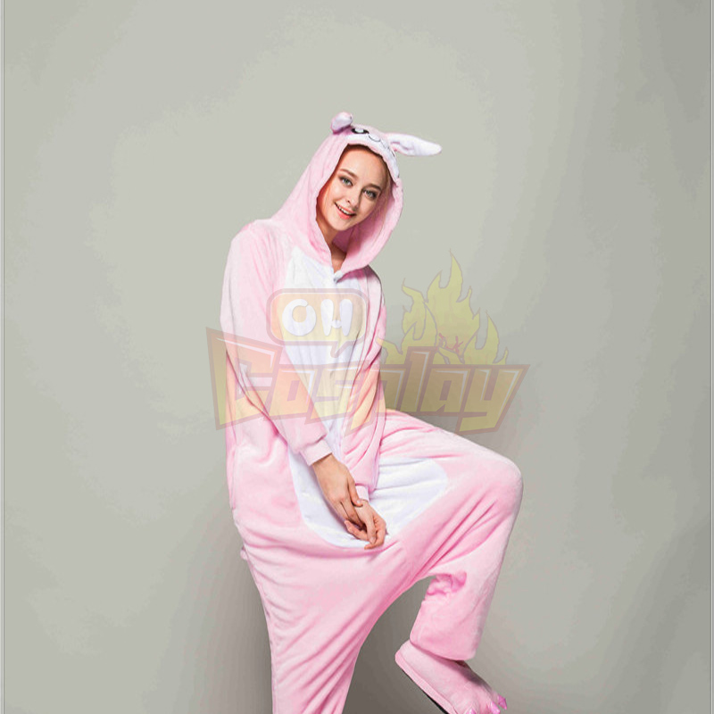 Adult Pajamas Animal Pink Rabbit Flannel Kigurumi Pajamas