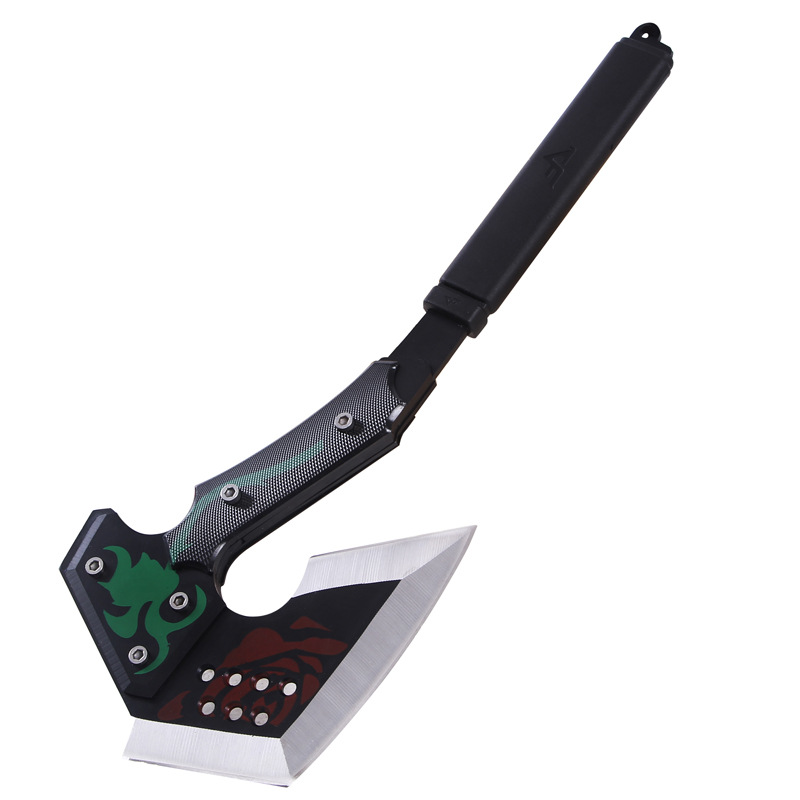 Outdoor Multifunction Self-defense Axe 420 Steel Colorful Rose Pattern