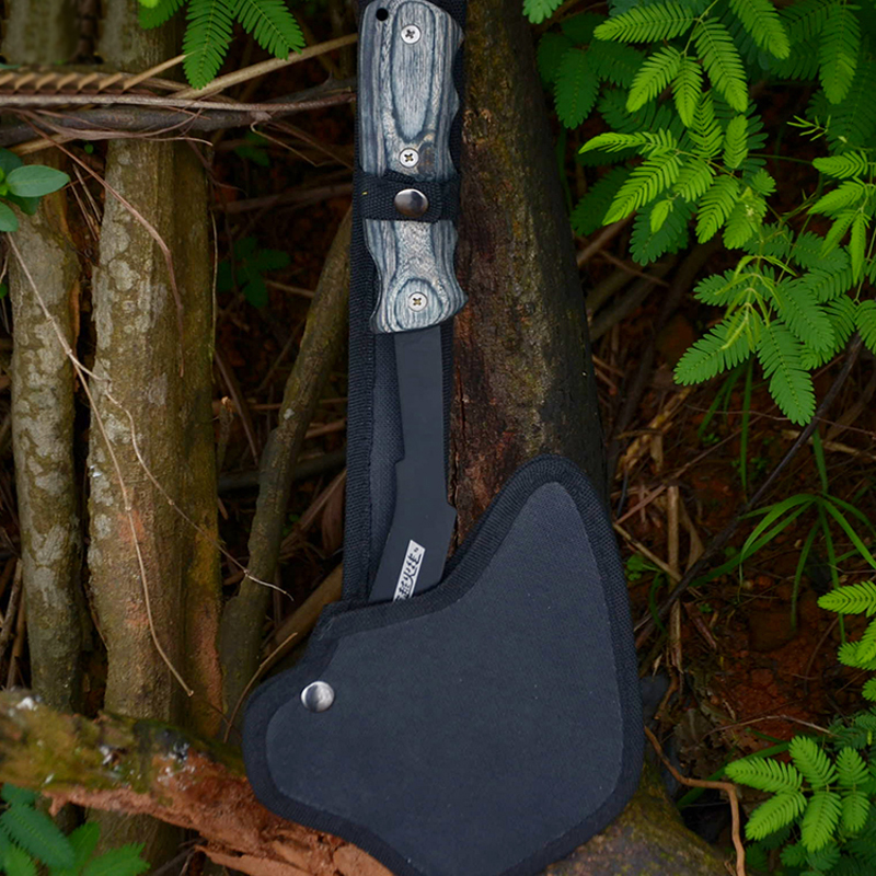 Outdoor Camping Tactical Axe 420 Steel Wooden Handle Portable