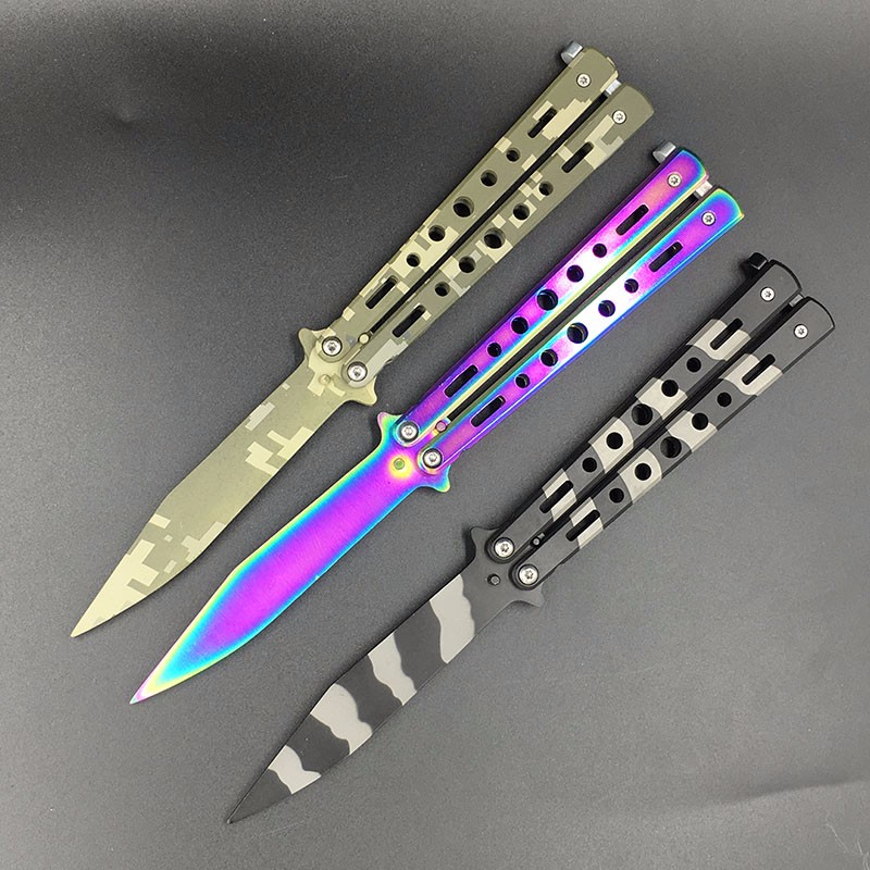 Butterfly in Knife Training Knife Titanium Stainless Steel Knife not Sharpened Great Gift