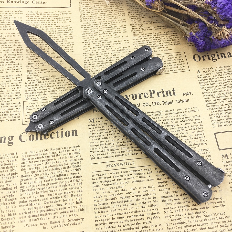 Training Butterfly Knife Balisong Folding Dull Tool no Edge Balde Toys