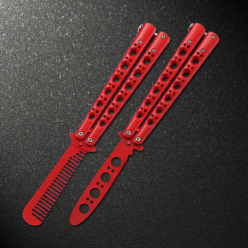 Stainless Steel Knife Butterfly with Practice Butterfly Training Knife Red