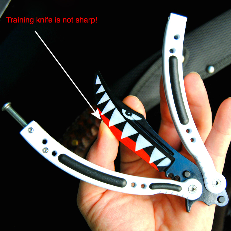 CS GO Butterfly in Knife Training Stainless Steel Butterfly Knife no Sharp