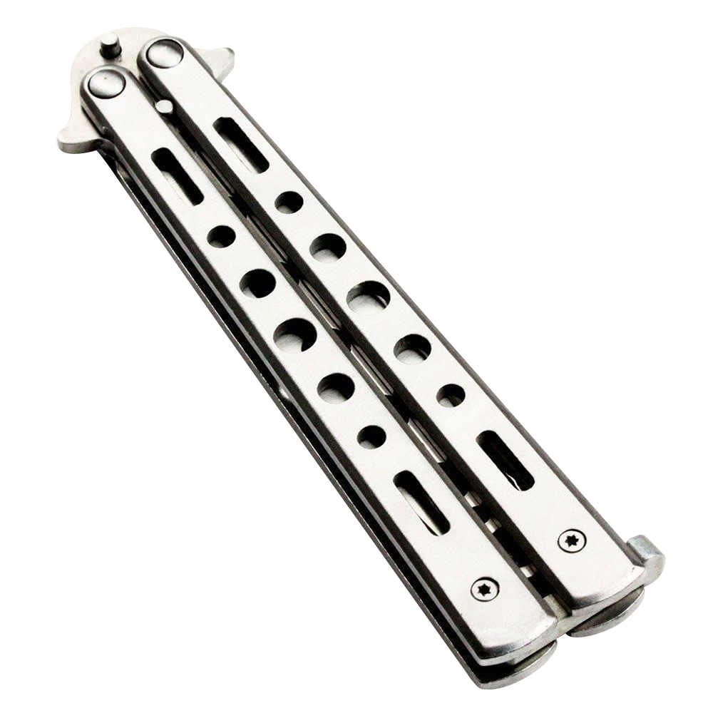 Silver Metal Butterfly Balisong Trainer Training Practice Knife
