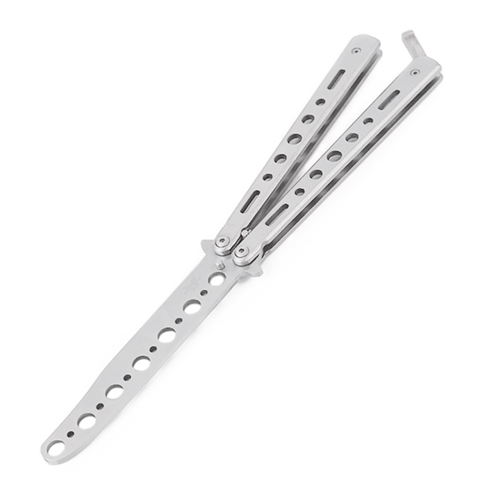 Silver Metal Butterfly Balisong Trainer Training Practice Knife