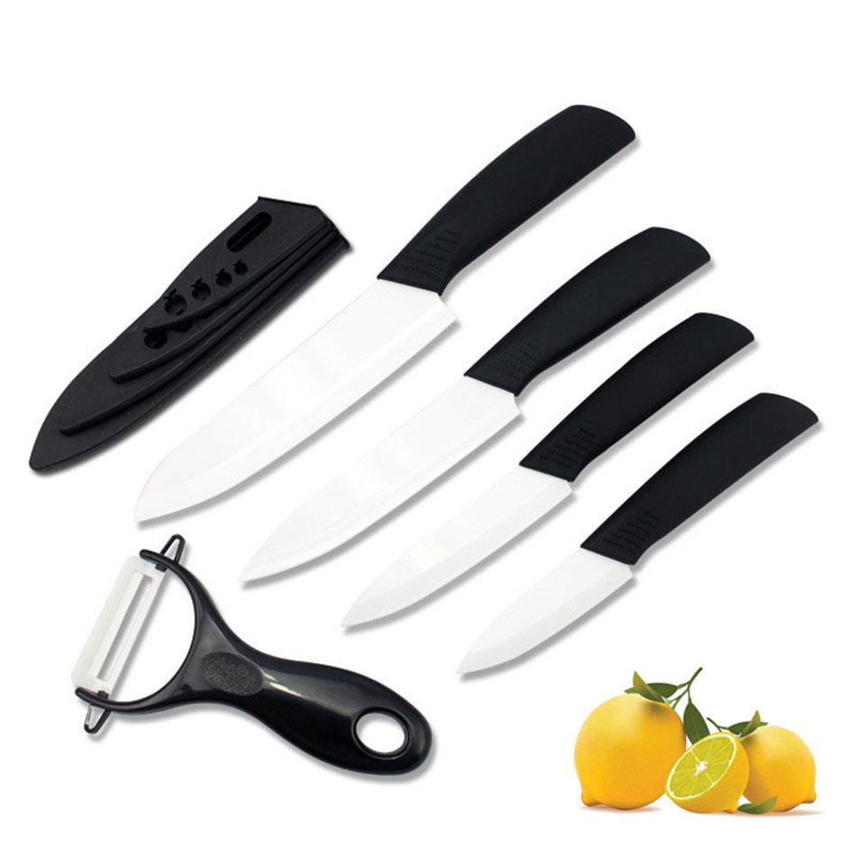 Kitchen Knife Ceramic Knife 3" 4" 5" 6" inch + peeler + Transparent Acrylic Stand kitchen set