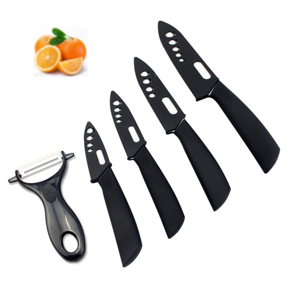Kitchen Knife Ceramic Knife 3\" 4\" 5\" 6\" inch + peeler + Transparent Acrylic Stand kitchen set