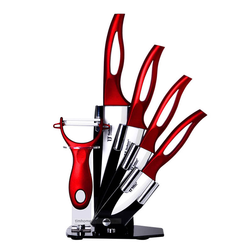 Beautiful Gift Timhome Kitchen Ceramic Knife Set with Hollow Handle