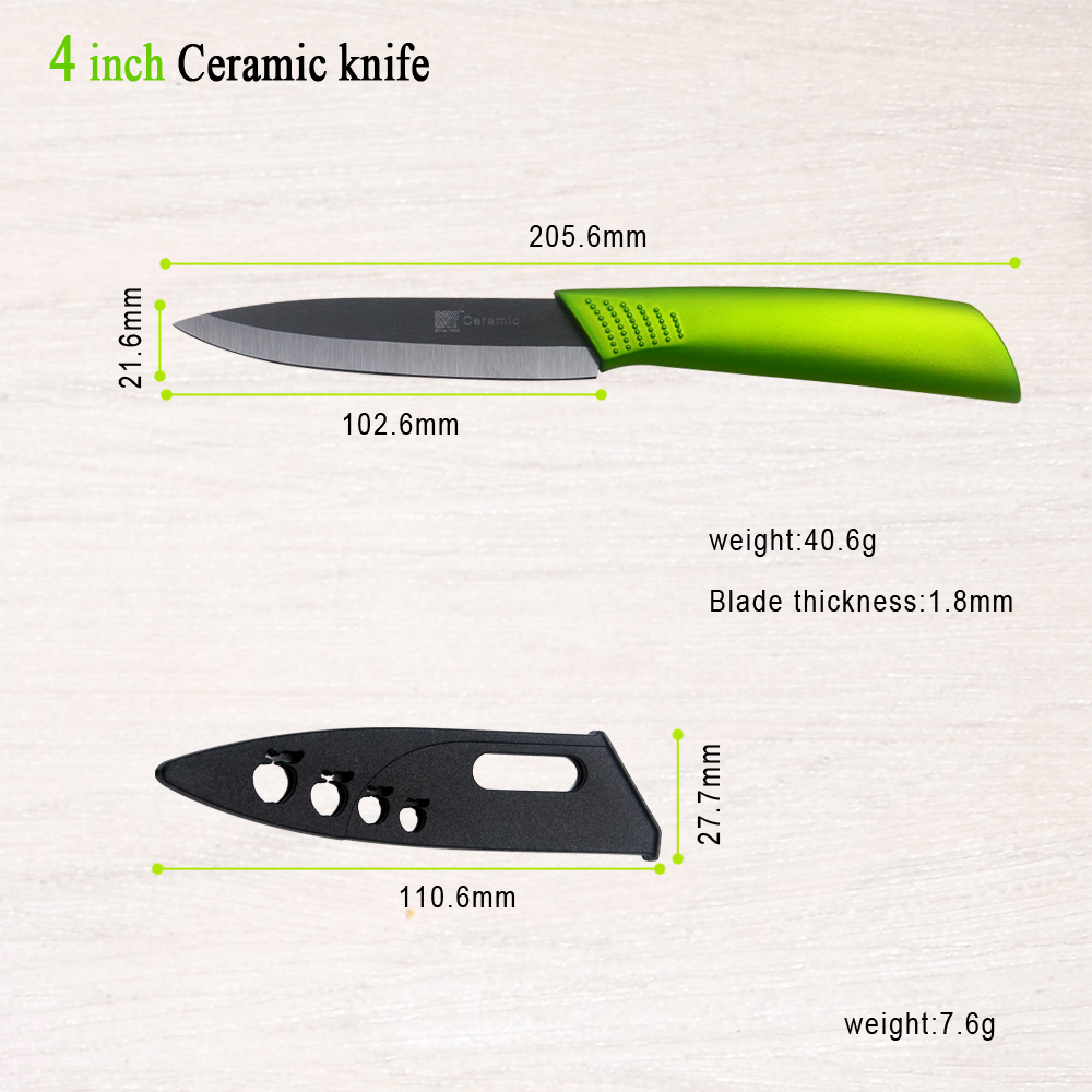 Ceramic Knife Set 3 4 5 6 Inch Black Blade Green Handle New Zirconi