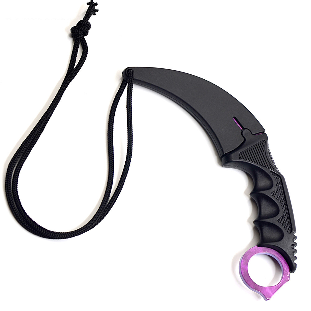 CSGO Counter Strike Karambit Knife Purple Blade Non-Slip Handle Outdoor