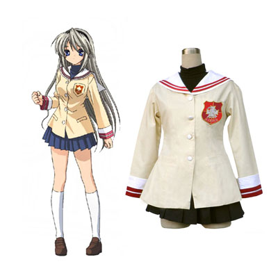 Deluxe Clannad Tomoyo Sakagami Gimnázium Női Téli Uniform Piros Badge Jelmez