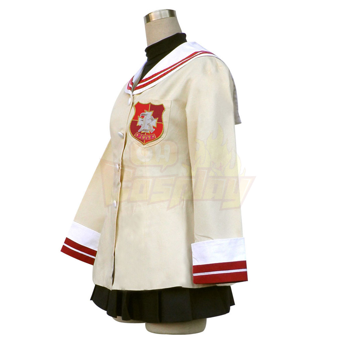 Luxusný Clannad Tomoyo Sakagami Stredná škola Samice Zimný Uniform Červená Badge Kostýmy