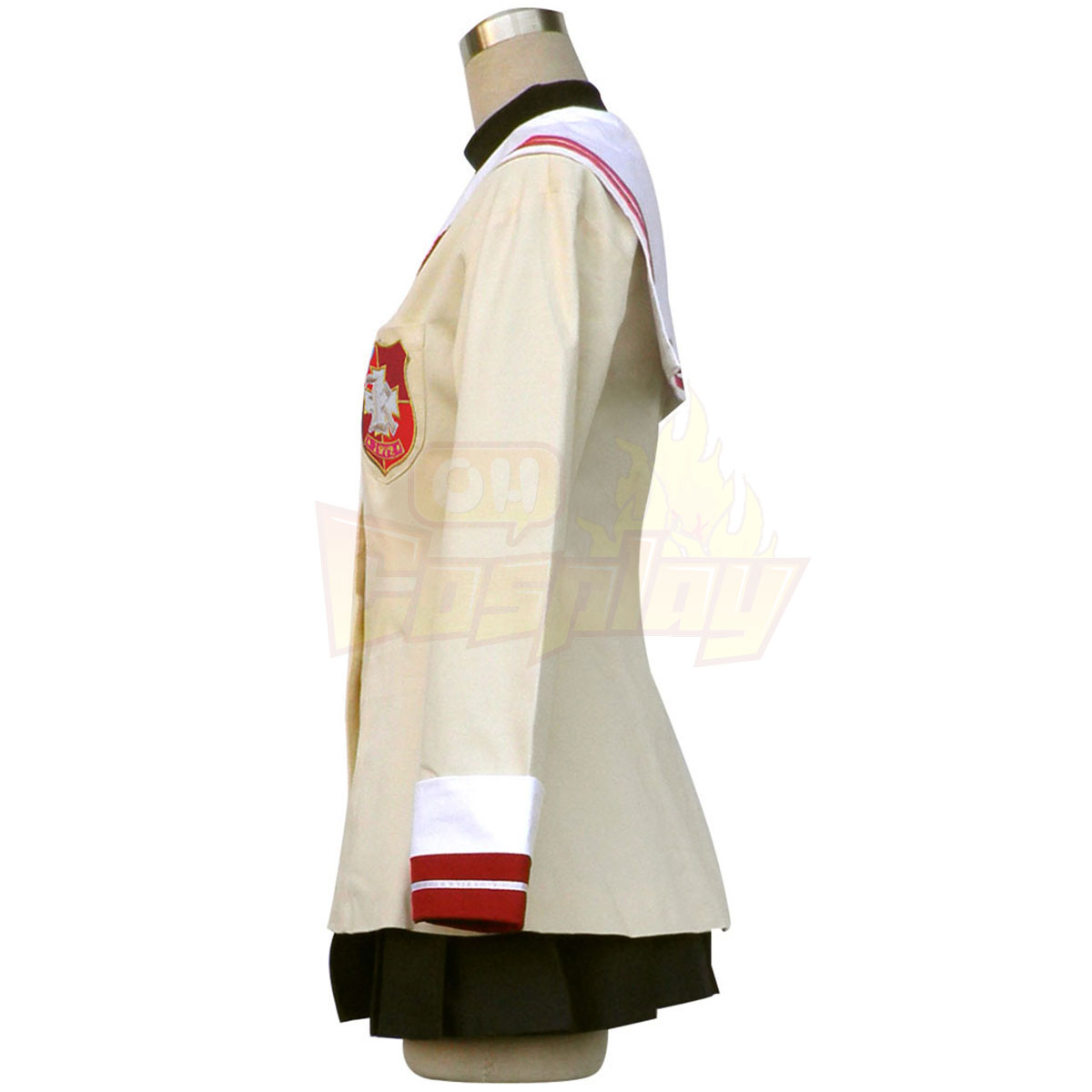 Luxusný Clannad Tomoyo Sakagami Stredná škola Samice Zimný Uniform Červená Badge Kostýmy