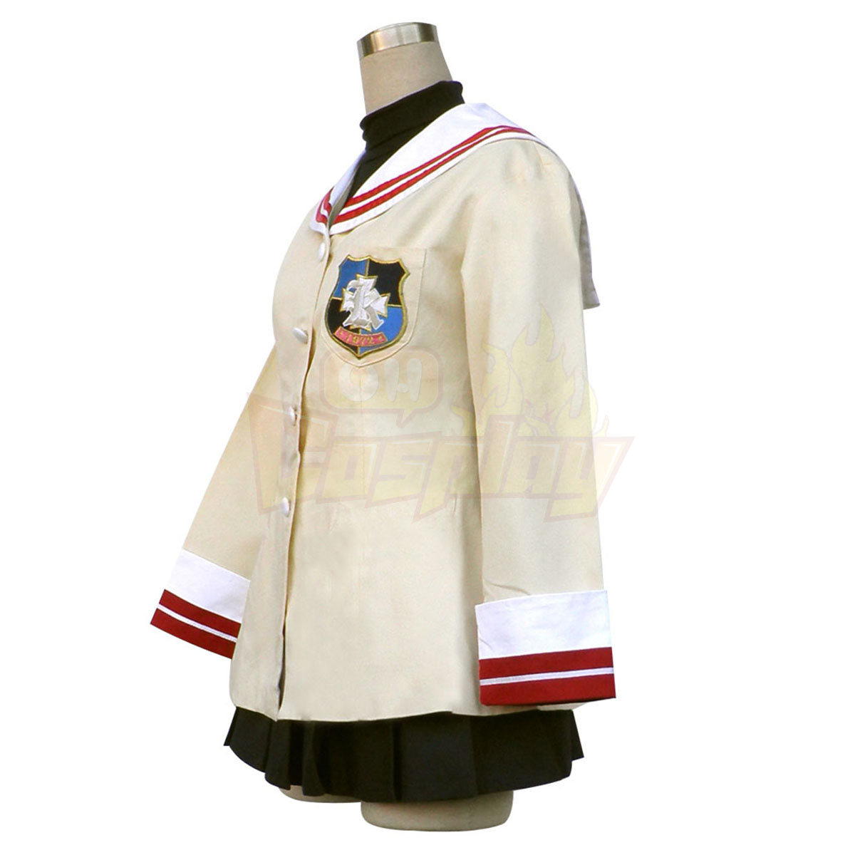 Luxusný Clannad Nagisa Furukawa Stredná škola Samice Zimný Uniform Modrý Badge Kostýmy