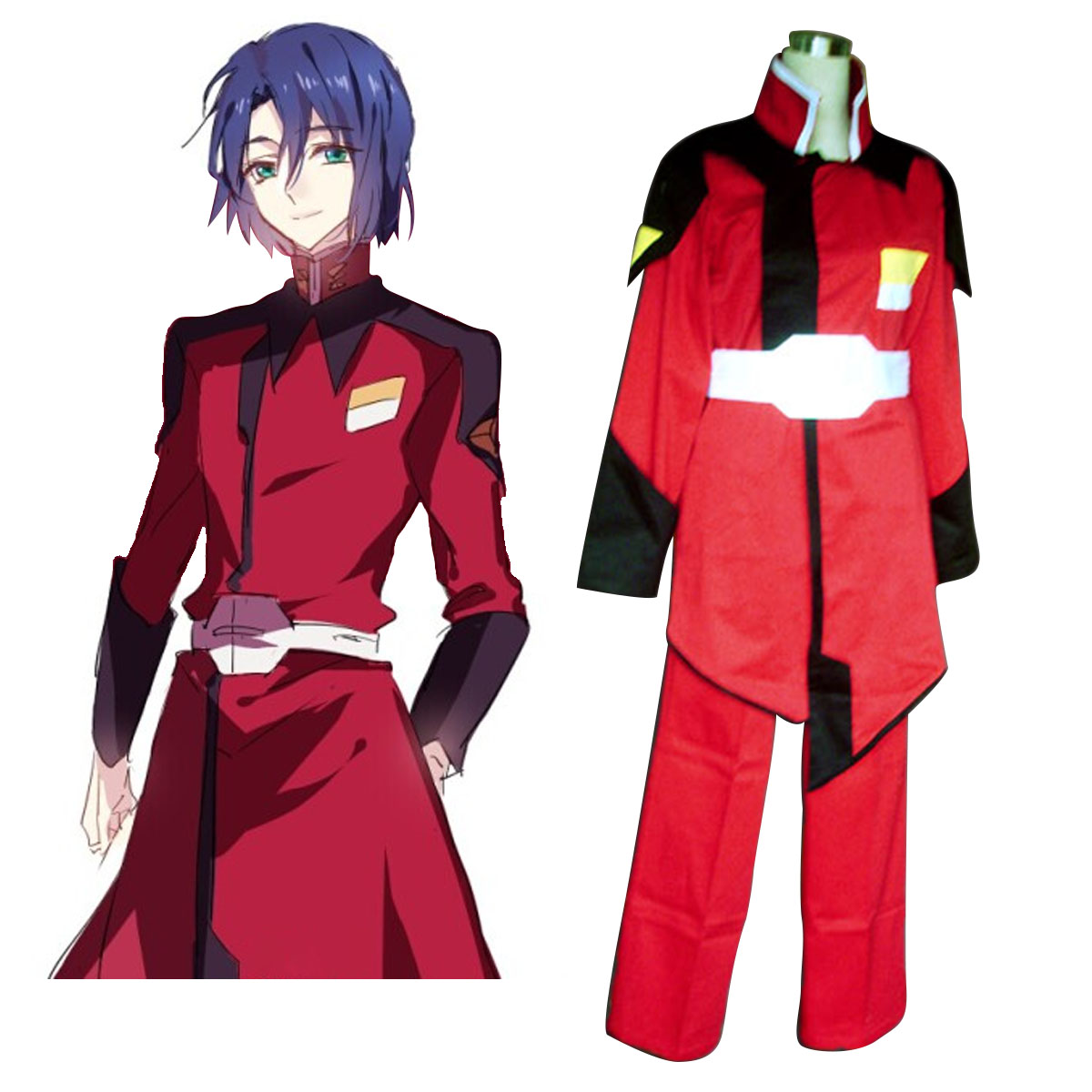 Luksuzno Gundam Seed ZAFT Army Rdeča Moški Military Uniform Cosplay Kostumi