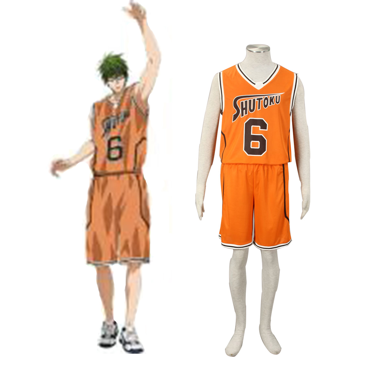 Fantasias Kuroko\'s Basketball Midorima Shintaro 3 Shutoku Laranja No.6 Cosplay
