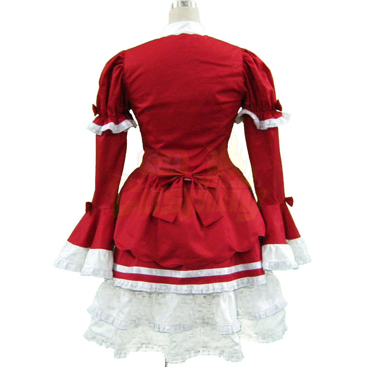 호화로운 로리타 문화 빨간와 화이트 민소매 짧은 드레스 3 코스프레