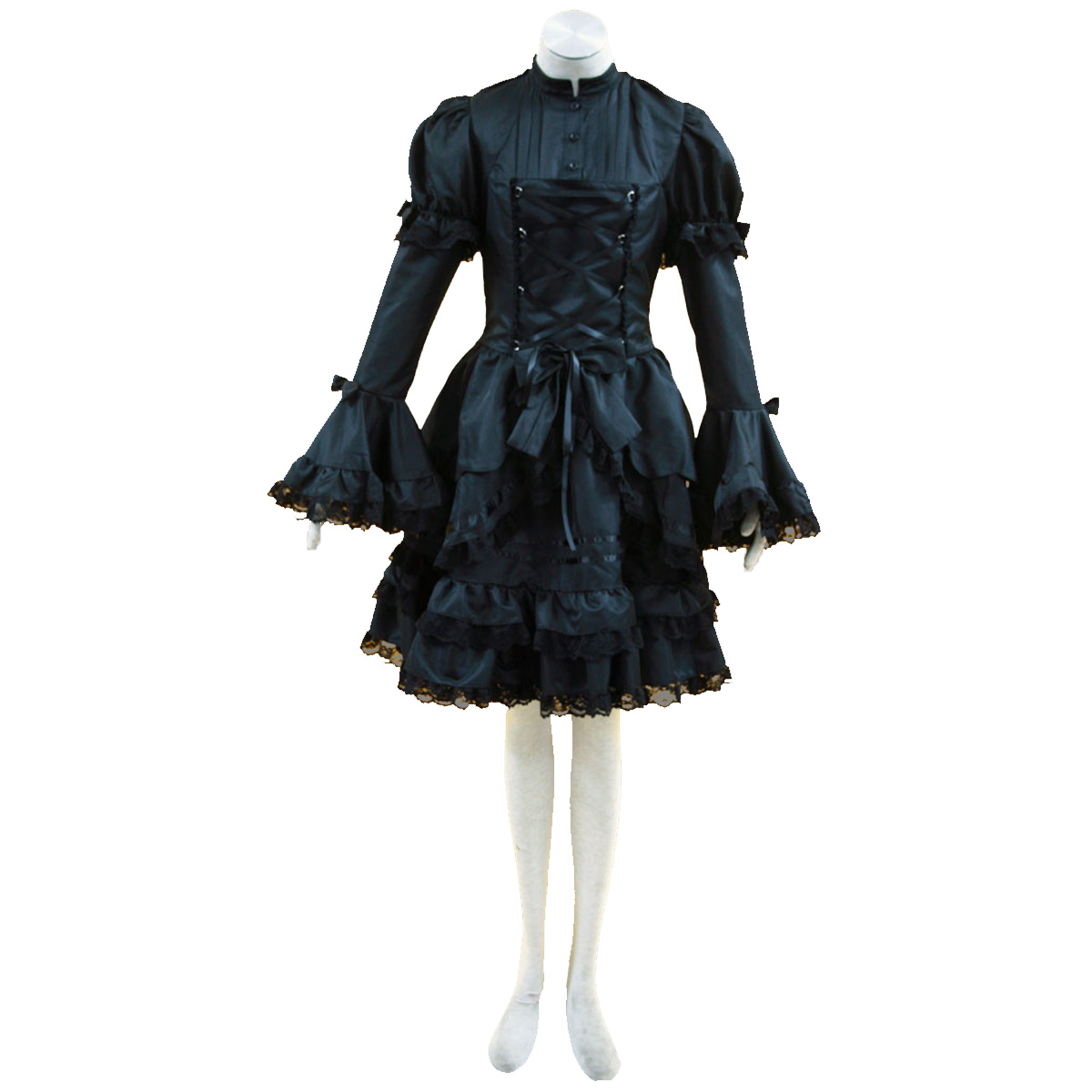 Deluxe Lolita Culture Black and White Sleeveless Short Dresses Cosplay