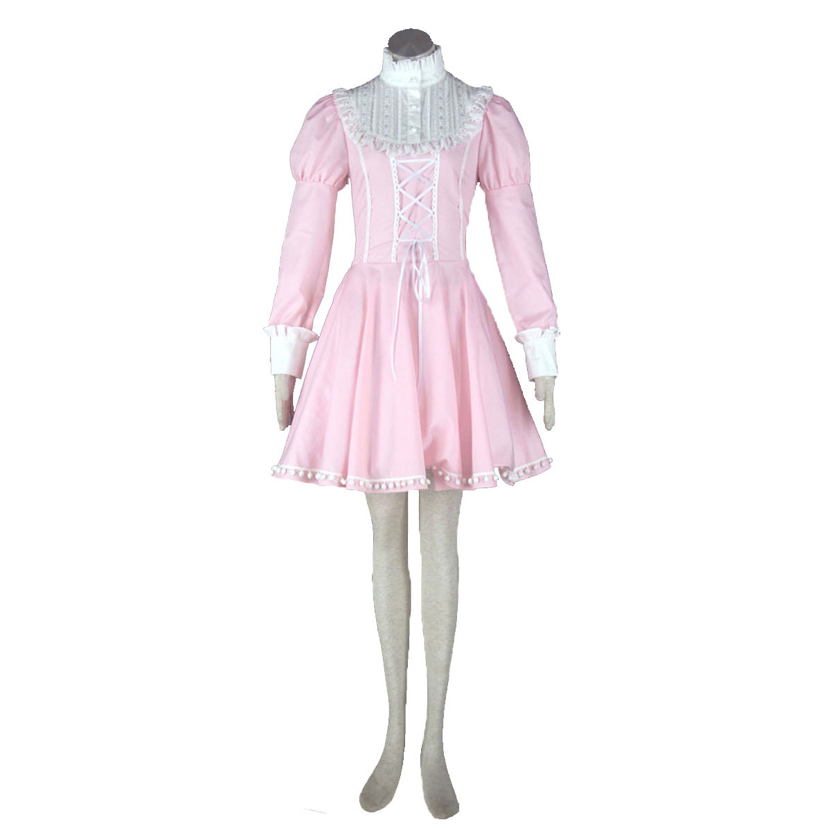 Deluxe Lolita Culture Pink Bustle Short Dresses Cosplay Costumes