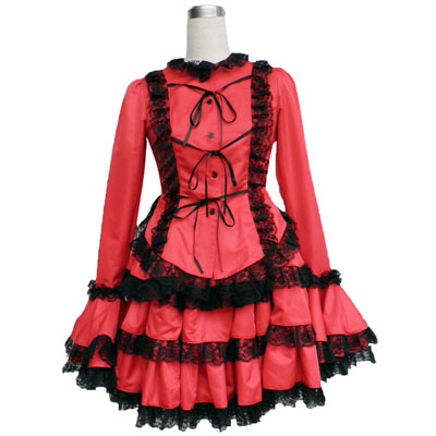 Luksuzno Lolita Culture Coat Tire Rdeča Srednji Obleke Cosplay Kostumi