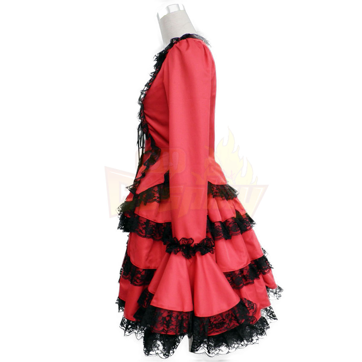 Deluxe Lolita Culture Coat Tire Red Middle Dresses Cosplay Costumes