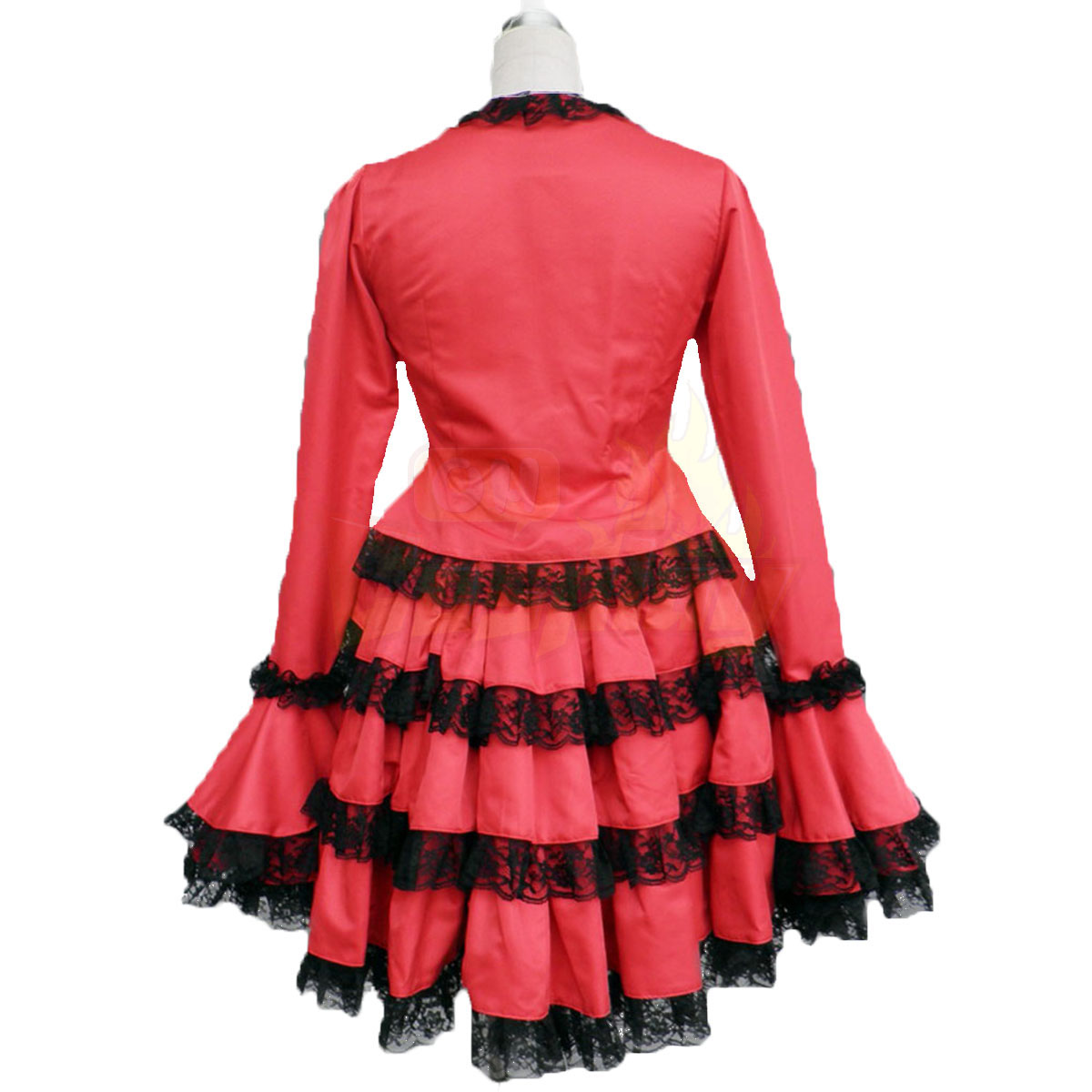 Deluxe Lolita Culture Coat Tire Red Middle Dresses Cosplay Costumes