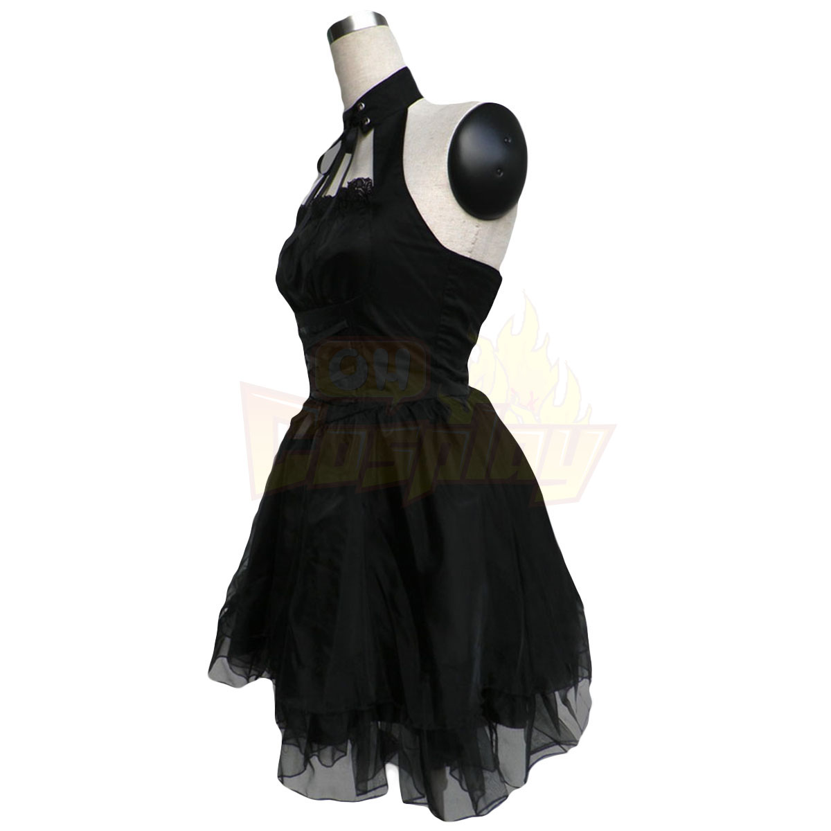 호화로운 로리타 문화 검은 Spaghitti 타이어 짧은 드레스 코스프레 의상