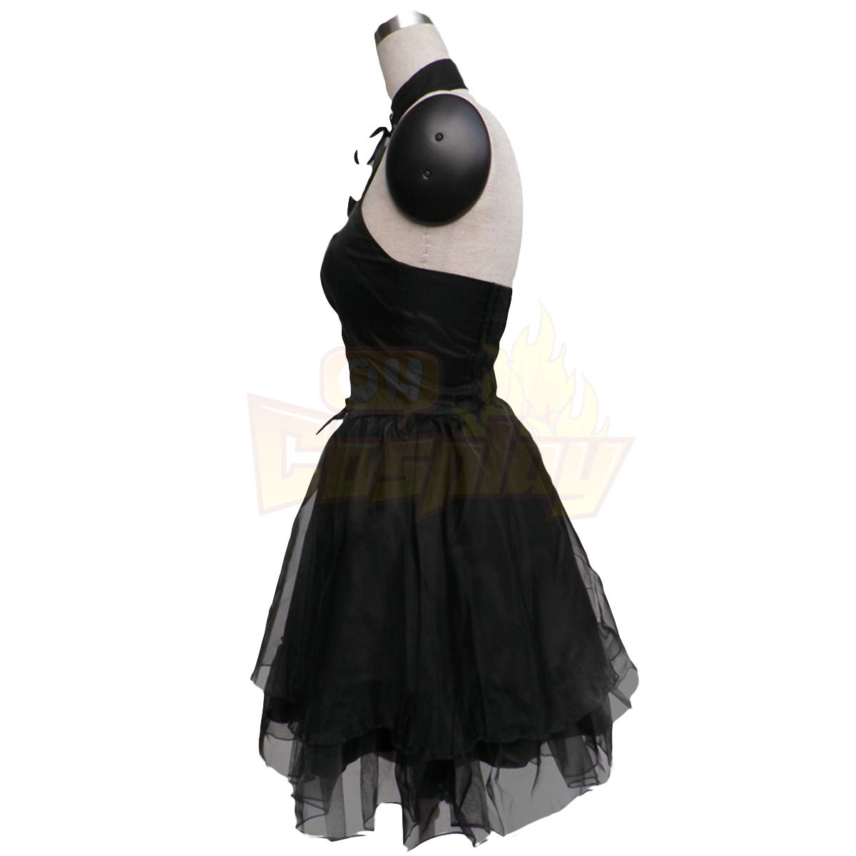 호화로운 로리타 문화 검은 Spaghitti 타이어 짧은 드레스 코스프레 의상
