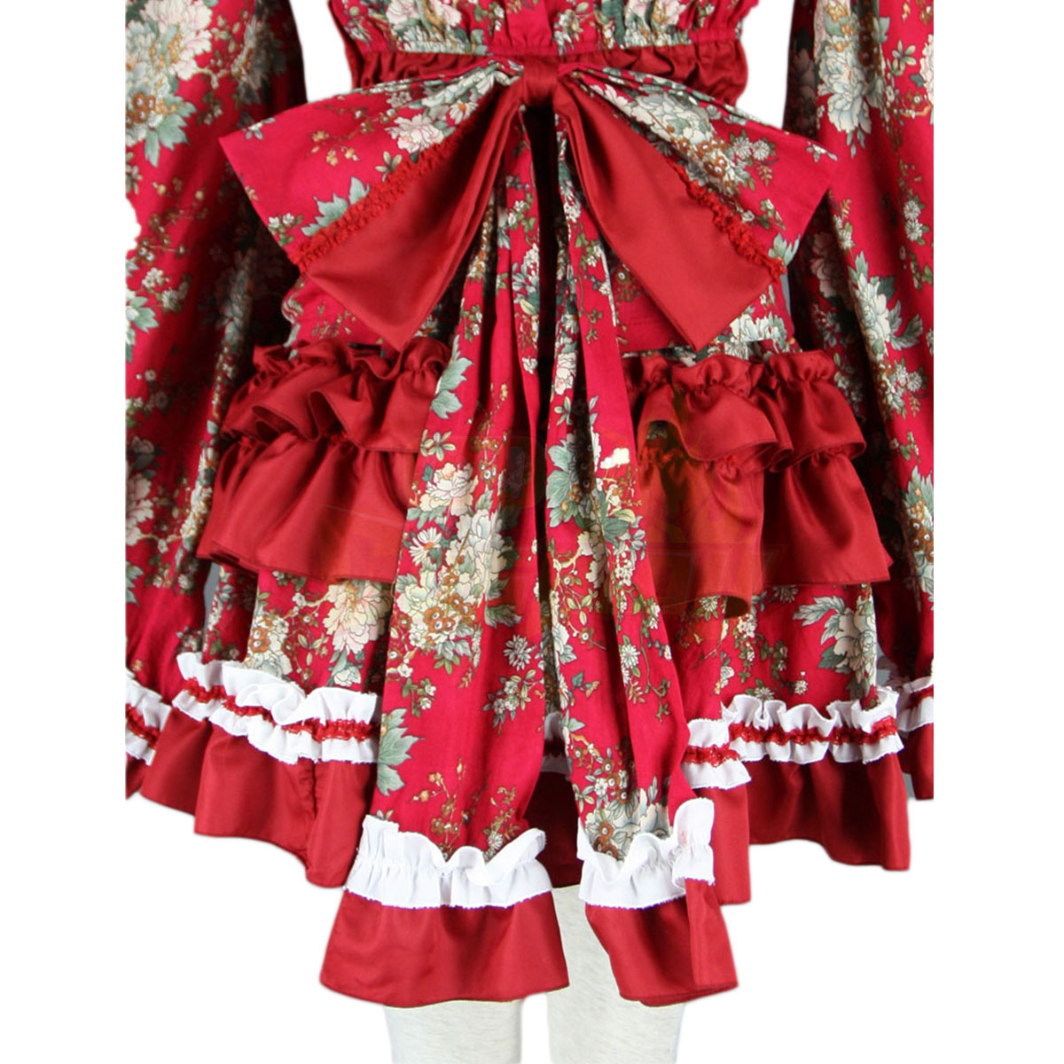 호화로운 로리타 문화 빨간 의류 타이어 기모노 짧은 드레스 코스프레 의상