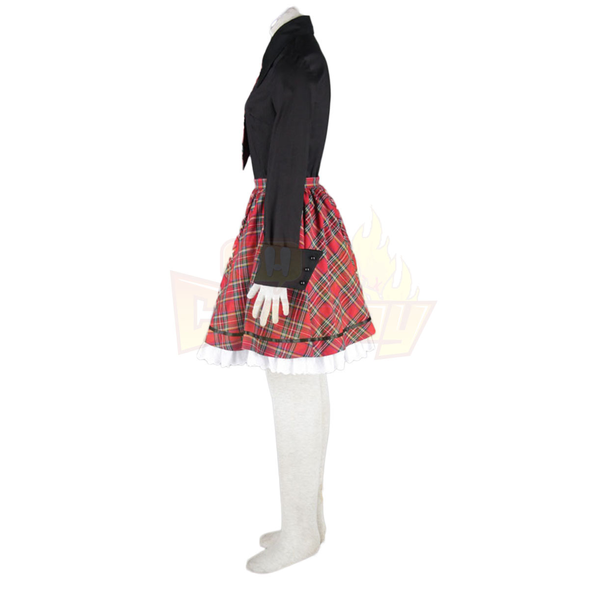 Deluxe Lolita Culture Black and Red Middle Dresses Cosplay Costumes