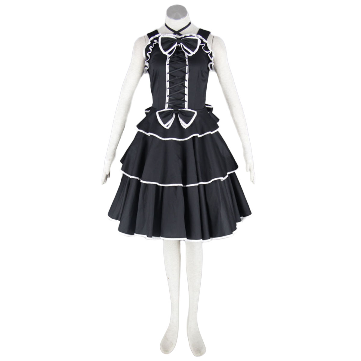 דלוקס לוליטה תרבות שחור Spaghitti התיכון שמלות קוספליי קוספליי